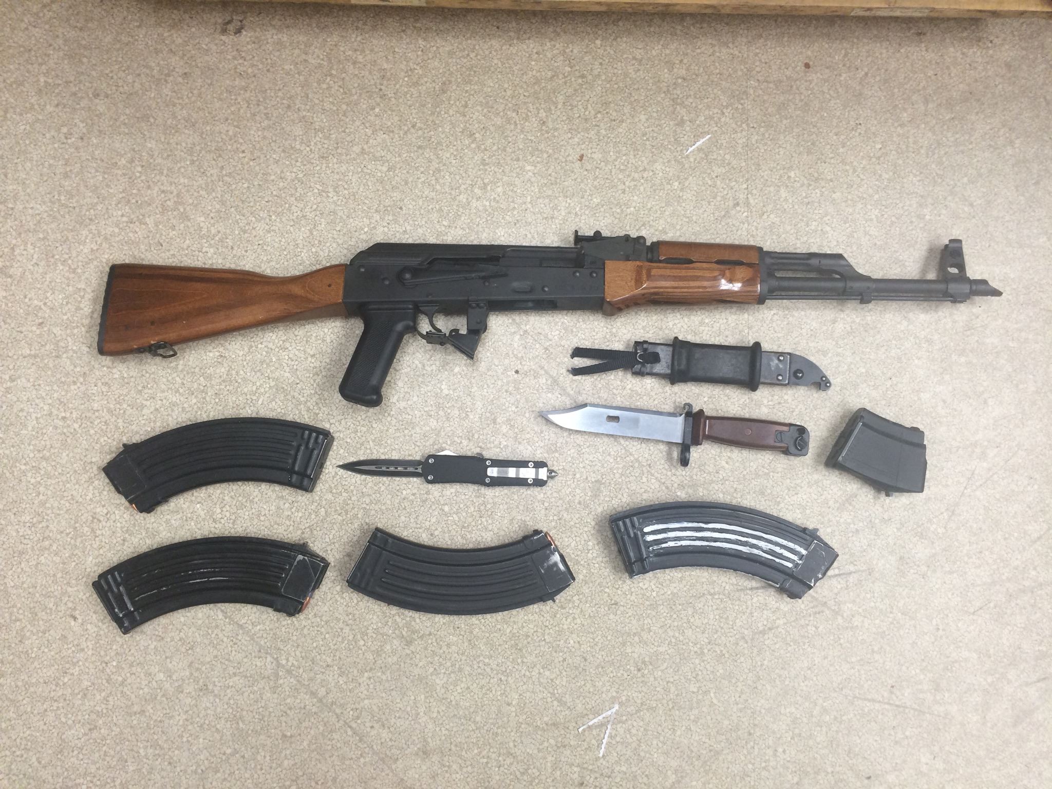 Modified AK-47 with switchblade and high capacity magazines